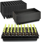 10 Pack 1020 Trays with 10 Pack 3.54" Deep 50 Cell Seed Starter Trays - Seed Starting Kit for Gardening, Durable Plastic Nursery Trays for Seed Germination & Plant Propagation (10 Set)