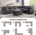Siiejia Modular 7 Seater Sectional Sofa, Oversized Cloud Couches, Dark Grey