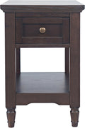 Brentwood Modern Transitional Chairside End Table with Drawer and Storage Shelf,Dark Brown