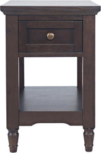 Brentwood Modern Transitional Chairside End Table with Drawer and Storage Shelf,Dark Brown