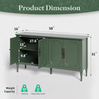FansaFurn 58" Large Sideboard Buffet Cabinet with 4 Doors, Modern Credenza Buffet Table for Coffee Bar, Storage Cabinet for Dining Room Living Room, Green