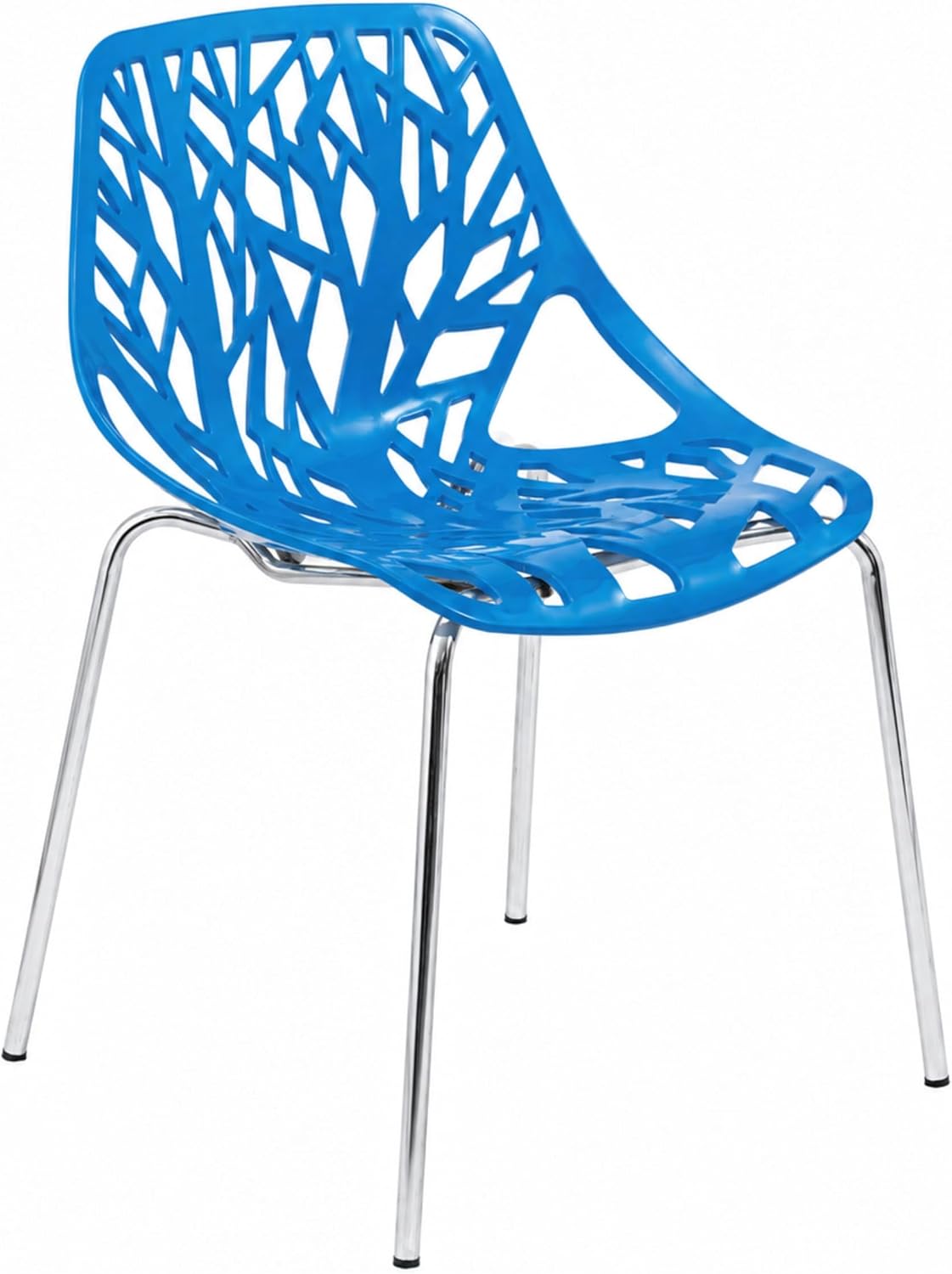 LeisureMod Asbury Modern Dining Chair, Blue, Polypropylene Seat | Chrome Legs, Comfortable Solid Back, Kitchen and Dining Room, Affordable Contemporary Seating