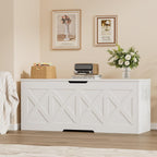 Homleke 47.2" Extra-Large Wooden Storage Chest, Farmhouse Storage Bench | with Safety Hinge, Easy Assembly, for Bedroom, Living Room & Entryway, White