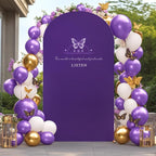 6FT Purple Arch Backdrop Cover - Polyester Fitted Wedding Arch Stand Covers Round Top Chiara Arch Backdrop Cover for Birthday Party Banquet Photo Background Decoration