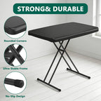 Folding Table 30 Inch -2Pack, Small Desk Adjustable Height TV Tray for Laptop, Couch, Camping - Heavy Duty Utility Foldable Table for Small Spaces, No Assembly Required, Black Granite