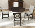 chairus Farmhouse Dining Chairs Set of 4, Upholstered Armless Dining Room Chairs with Stuffed Back and Cushion Wooden Kitchen Chairs for Dining Table/Restaurant/Reception, Linen Grey/Black Leg