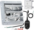 Criditpid 10 Inch Shutter Exhaust Fan, 820 CFM Attic Fan, Wall Mounted Vent Fan with Speed Controller and Thermostat for Greenhouse, Garage, Warehouse, Shed, Basement, Chicken Coop Ventilation.