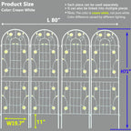 4 Pack Metal Garden Trellis 71" H Cream White Garden Fence Rustproof Trellis for Climbing Plants Support Roses Flower Outdoor Lawn, White 6FT