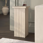 Henn&Hart 11'' Fluted Modern Wooden Square End Table, Ribbed Side Table, Nightstand for Living Room, Office, Family Room, or Bedroom, Alder White