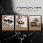 Nesting Coffee Table Set of 2, Round Nesting Tables with Marble-Look Top and Metal Frame, Modern Coffee Table Set for Small Spaces, Stackable Side End Tables for Living Room Bedroom etc. (B)