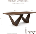 Furniture of America Nazaen III Mid-Century Modern Solid Wood 5-Piece Live Edge Dining Set – 82.5" Brown Table with Upholstered Chairs for Home Kitchen, Dinette, Rich Walnut
