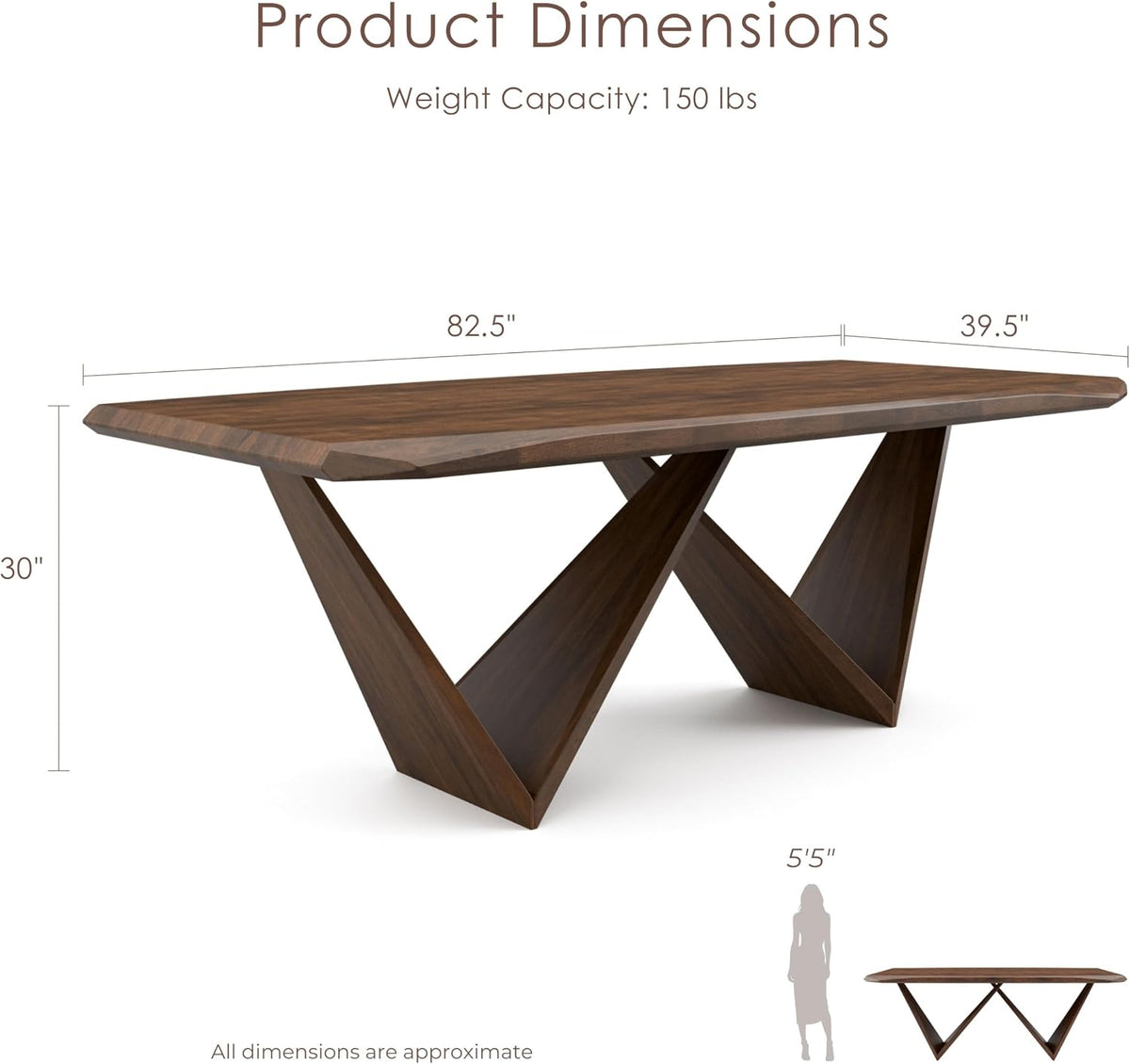 Furniture of America Nazaen III Mid-Century Modern Solid Wood 5-Piece Live Edge Dining Set – 82.5" Brown Table with Upholstered Chairs for Home Kitchen, Dinette, Rich Walnut