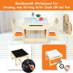 Bonnlo Kids Table and Chairs, Toddler Activity Table and Storage Drawer with a Detachable Tabletop for Kids Room, Nursery, Playroom, Natural