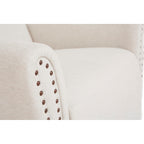 Evolur Vienna Swivel Glider with Nailhead Trim in Sweet Cream, Made from Sturdy and Sustainable FSC-Certified Wood, Easy to Assemble and Maintain, Features 360° Swivel Motion