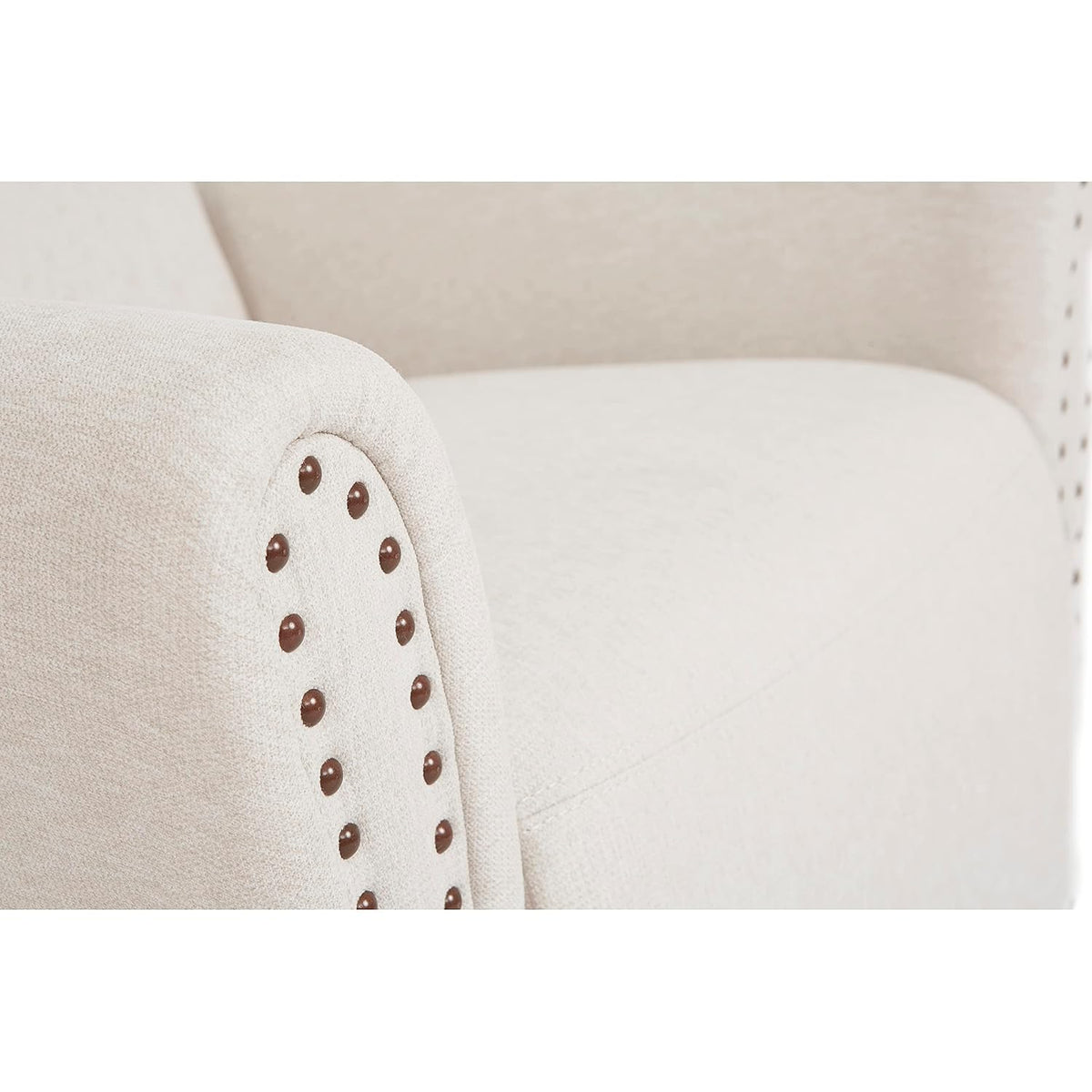 Evolur Vienna Swivel Glider with Nailhead Trim in Sweet Cream, Made from Sturdy and Sustainable FSC-Certified Wood, Easy to Assemble and Maintain, Features 360° Swivel Motion