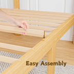 10 Inch Bamboo Queen Size Bed Frame with Headboard and Footboard
