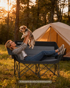 Abahub 2-Person Folding Camping Chair Loveseat Couch Chairs, 650 LBS Portable Quad Fold for Outdoor Camping, Lawn, Backyard, Patio, Tailgating, Sports, Soccer Games & Beach Days Black Grey