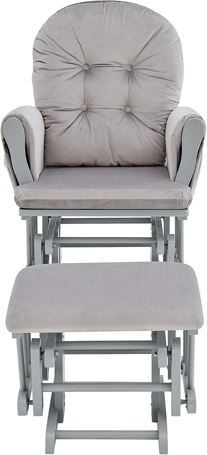 GOWE Mason Glider and Ottoman Gray Wood and Light Gray Fabric