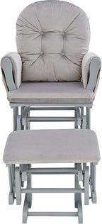 Glider and Ottoman Gray Wood and Light Gray Fabric