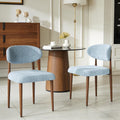 300LBS Dining Chairs Set of 2,Metal Kitchen Chairs,Modern Chenille Upholstered Dining Room Chairs with Ergonomic Curved Backrest for Kitchen Dining Room,Deep Blue-Gray