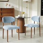 300LBS Dining Chairs Set of 2,Metal Kitchen Chairs,Modern Chenille Upholstered Dining Room Chairs with Ergonomic Curved Backrest for Kitchen Dining Room,Deep Blue-Gray