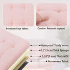 Storage Ottoman Bench, 34" Teddy Velvet Folding Foot Rest, Pink | Large Ottoman with Storage, Thicker Foam Padded Seat, 34 x 13 x 13in, Livingroom, Dorm, Bedroom, Easy to install, 86L