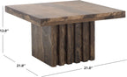SAFAVIEH Couture Collection - Olivia Brown Marble Accent Table, Square Pedestal Design, Fluted Base Statement Piece (SFV9702B)