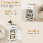 CARPETNAL Night Stand Nightstand with Drawer Storage Bed Side Table End Table Large Modern Wood Wide Bedside Stand Mid Century Night Stands for Bedroom Living Room Sofa Couch Home Office (White)