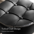 LUE BONA Adjustable Vanity Stool 15.8"-20.7", 360° Swivel Faux Leather Chair, 300lbs Capacity for Makeup Room, Bathroom, Living Room, Black