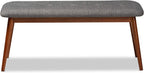 Baxton Studio Flora II Mid-Century Dining Bench Dark Grey Fabric Upholstered Medium Oak Finished Wood Dining Bench