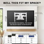 VIVO White Motorized TV Wall Mount for 37 to 70 in Screens, MOUNT-E-M070R-W | Height Adjustable, Above Fireplace, Electric Drop Down Mantel TV Mount with Remote Control, Holds 77 lbs
