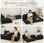 COMAX Futon Sofa Bed, Convertible Sofa Bed, Folding Couches | Low-Profile Couch for Living Room, 11.8" H Low Seat Small 59" Foldable Floor Sleeper Lounge Space‑Saving