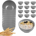 12 Pcs Unbreakable Cereal Bowls Set, 26 Oz Wheat Straw Bowls Set, Microwave & Dishwasher Safe Bowls for Kitchen, Reusable Plastic Bowls for Soup, Salad and Snack, BPA Free, Light Gray