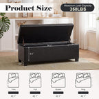 Asense Storage Ottoman Bench,42 inch Wide Upholstered Faux Leather Rectangular Ottoman with Legs,Safety Hinge Storage Bench for Living Room,Bedroom,Entryway