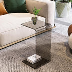 Side Table,C Shaped End Table, Acrylic Sofa Side Table, Bedside Table for Bedroom Small Modern Coffee Table Suitable for Living Room (Smoke Gray)