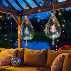 3D Wind Spinners Outdoor Flowing-Light Effect Metal Garden Decor, Highly Reflective Bird Deterrents for Outside, Mirrored Wind Sculptures to Scare Birds Away from Yard Patio Farm (Water-Drop-Silver)