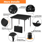 34" Folding Table, Portable Square Camping Card Table with Collapsible Legs & Carrying Handle, Plastic Tables for Outdoor Cooking,Camping,Picnic, Office, Party,Black