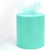 6" x 200 Yards Aqua Blue Tulle Fabric Rolls, Blue Spool Tulle Ribbon for DIY Tutu Skirt Wedding Decoration Baby Shower Birthday Party Backdrop Christmas Gift Wrapping Bow Craft Supplies