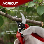 AGRICUT Bypass Pruning Shears Gardening - 4/5 Inch Cut Capacity Garden Scissors with High Carbon Steel Blade Nylon Handle Hand Clippers Red