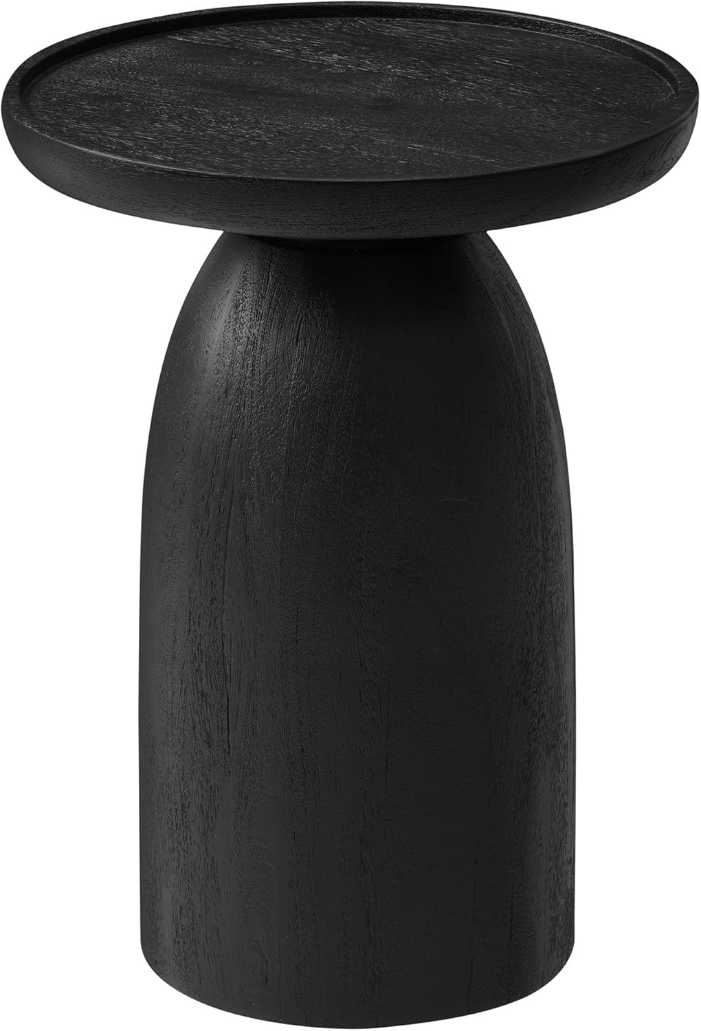 Modway Holloway Solid Mango Wood Side End Table in Black – Contemporary Wooden Accent Table for Living Room – Small Round Plant Stand or Pedestal Drink Table