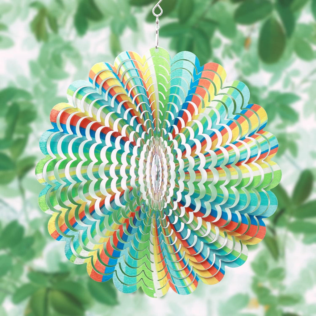 SPRING SONG Rainbow Mandala Kinetic Wind Spinner for Yard and Garden Stainless Steel Spinner Indoor and Outdoor Hanging Decor Crafts Ornaments Kinetic Art Spinner Hanging Wind Spinners Decor Gifts