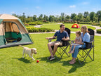 Padded Camping Chair with Sturdy Armrests, Heavy Duty Folding Chair for Adults Supports 350lbs, Portable Outdoor Chair with Reinforced Carry Bag for Camping, Fishing, Lawn & Sports