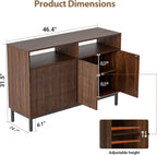 Mericonia Farmhouse Buffet Sideboard Cabinet with Storage, Fluted Coffee Bar with Doors and Adjustable Shelves, Modern Wood Console Cabinet for Kitchen, Livingroom (Fluted 4 Door, Walnut)