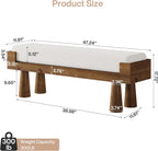 Tribesigns Upholstered Entryway Bench, Shoe Bench Padded Seat with Solid Wood Legs, Bedroom Benches End of Bed Footstool for Living Room, Mudroom, Hallway, Rubberwood Legs