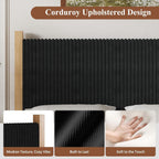 IMMERSTABLE Full Bed Frame with Headboard, Upholstered Platform Bed, Black