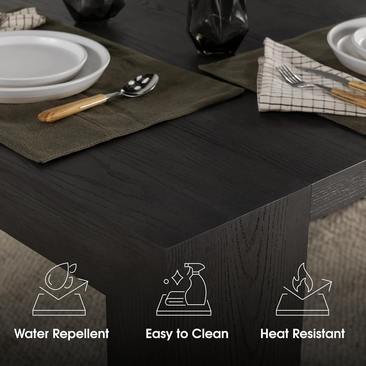 Transformer Table Solid Wood Extendable Dining Table, Black | Seats 2-12, Expandable Dining Room Table, Space-Saving Furniture, Kitchen and Dining Room Furniture, Table Only