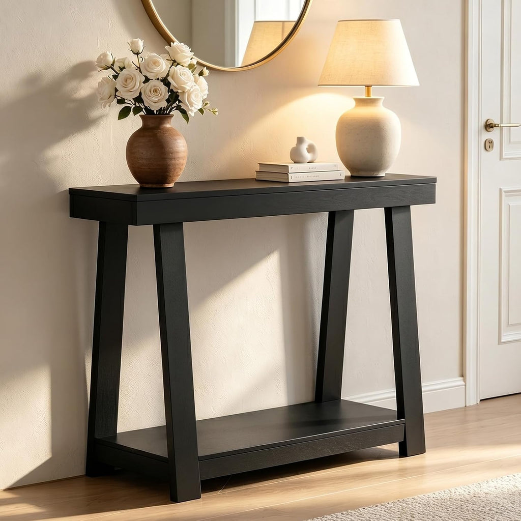 36" Narrow Console Table - 500lb Capacity 2-Tier Entryway Table, 2.6" Thick Top, Easy Clean & 15-Min Assembly, Sofa Table for Small Spaces