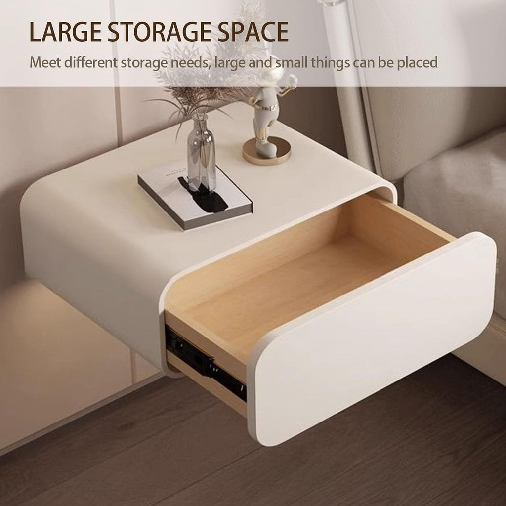 Floating Wall Mounted Night Stand with Storage Drawer, Modern Small Bed End Table for Bedroom and Small Space,Vanity Makeup Night Stands Side Table(Khaki,45cm/17.7in)