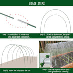 MAXPACE Greenhouse Hoops for DIY Grow Tunnels Less Than 2.7ft Wide, Rust-Free Fiberglass Support Hoops Frame for Garden Fabric, Plant Support Garden Stakes, Gardening Supplies, 50pcs