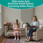 YEASHEIN C Shaped End Table Set of 2 with Cubby, Reinforced Base Small Couch Tables That Slide Under, 27”H C Table for Sofa, TV Tray Table for Eating, Couch Side Table for Small Spaces, Living Room